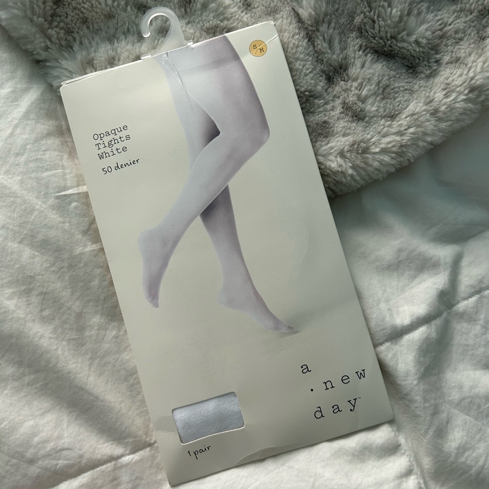 A New Day Opaque White Tights